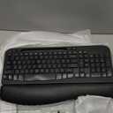 Wireless Keyboard and Mouse Combo, Wave Keys FullSized Ergonomic Keyboard with Cushioned Plam Rest, Phone Holder, Comfortable Natural Typing, 2.4G Cordless Set for Computer, Laptop, PC, Mac, Windows