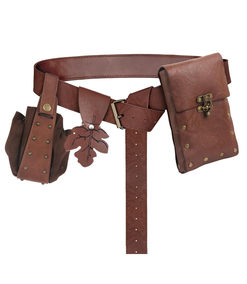 FunMular Renaissance Accessories Costume Women Belt Pouch Medieval Viking Potion Bottles Leather Belt Leaf Skirt Hikes