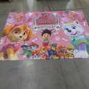 Paw Pups Patrol Birthday Backdrop - Girls Pink Tapestry Background Decoration Featuring Skye and Everest for A Puppy Party Themed Happy Birthday Party Photography Banner Back Drop V2