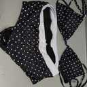 SHENHE Women's Polka Dots Bikini Set Halter Triangle High Waisted Swimsuits 2 Piece Bathing Suit (Black, L)
