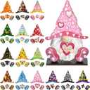 Blulu 34 Pcs Interchangeable Wooden Gnome Decor Valentines St. Patrick's Day Easter Holiday Seasonal Tiered Tray Decor Gnomes with Magnet Pieces Welcome Sign for Holiday Decorations (Vivid)