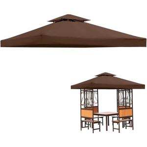 perixir Gazebo Canopy Top Replacement Cover 117"x117", 2-Tiersfor Smaller 10'x10' Dual-Tier Gazebo Canopy, Water, Dirt, and UV Resistant Canopy Replacement Cover(Brown)