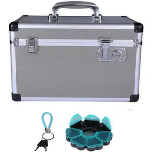 Upgrade Medicine Lock Box with Key X-Large Childproof Locking Medication Storage Box Grey