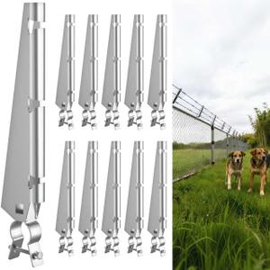 10 Pack Barbed Wire Arm for 1-3/8" Chain Link Fence, Galvanized Steel Fence Height Extender for Garden Outdoor, for Outdoor Fences to Increase Height and Pets Jumping Off