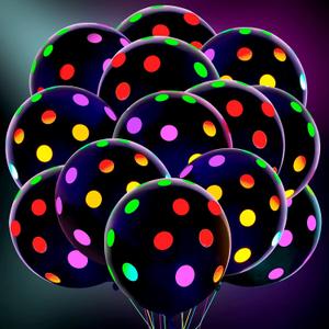 50 Pcs 12 Inch Neon Glow Balloons Glow in the Dark Party Supplies UV Polka Dot Blacklight Fluorescent Balloons for Birthday Wedding Neon Party Decorations Supplies