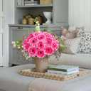 20 Pcs Fake Silk Gerbera Daisy Artificial Flowers with Stems Faux Daisies Flower Bulk for DIY Art Crafts Home Wedding Party Vase Centerpieces Tables Garland Wreath Decoration (Pink)