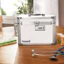 Vaultz Combination Lock Box - 7.25 x 10 x 7.75 Inch Safe Boxes for Money, Documents & Medicine - White