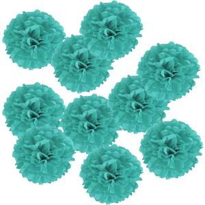 PATIKIL 11.5" Tissue Pom Poms Flowers, 8 Pack Paper Flower Ball for Wedding Bridal Shower Birthday Bachelorette Party Backdrop Decoration, Turquoise