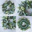 LSKYTOP 4 Pcs Green Eucalyptus Round Wreath Artificial Farmhouse Wreath for Door Wall Window Decor,11Inch/PC