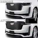 BOGAR TECH DESIGNS for Cadillac Escalade 2021-2024 Front Chrome Delete Precut Vinyl Trim Overlay, Gloss Black Blackout Look