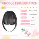 Clip in Bangs 100% Real Human Hair, Wispy Bangs Hair Clip, Fake Bang Fringe with Temples Hairpieces for Women Daily Wear (Natural Black, Wispy Bangs)