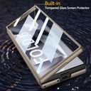 Clear Case for Samsung Galaxy Z Fold 6, Slim Fit Hard PC Case with Front Screen Protector, Anti-Yellowing Translucent Back Anti-Scratch Shockproof Cover for Samsung Z Fold 6 5G(Gold)