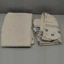 Jinchan Winslow Linen Curtains for Bedroom 72 Inches Length Embroidered Bordered Floral Curtains for Living Room Farmhouse Decor Light Filtering Window Treatments Blue on Beige Drapes 2 Panels