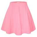 Belle Poque Flared Skater Skirt Elastic High Waist Mini A-Line Flowy Pleated Short Skirt for Daily Leisure Wear Pink S