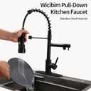 Wicbim Kitchen Sink Faucet with Pull Down Sprayer Contemporary Stainless Steel Single Handle Spring Kitchen Faucets Double-Headed with Deck Plate