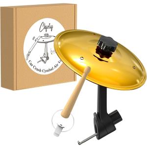 Car Cymbal Air Vent, Mini Drum Crash Cymbal Set with Mini Drum Stick, Funny Musical Instruments Gadget for Drummer Music Lovers Gift, Compact Durable Car Accessory for Most Vehicles(Gold)