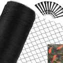 JUNFLYING 15x40 Ft Pond Netting for Leaves, 1/2 in Fine Mesh, Strong Woven Koi Fish Net Cover, Against Birds, Cats & Predators, Stakes Included