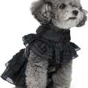 Pet Dog Cat Dress Costume Cosplay Cute Puppy Kitten Black Coat Clothes with Belt Halloween Party Dress up Pretend Play for Small Medium Dogs (Large)