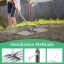 30" x 10" Lawn Leveling Rake with 6.5FT Extra Long Handle, Heavy Duty Stainless Steel Leveling Rake 30 inch for Spreading Topsoil, Sand & Compost, Professional Yard Leveler, Silver