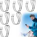 Kingdder 6 Pairs Elastic Ski Glove Leash Adjustable Winter Gloves Wrist Straps Skiing Accessories Hand Wrist Mitten Clips Lanyard String Attachment Straps Connectors