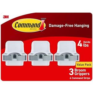 Command Broom and Mop Gripper, 2-Pack, Organize Damage-Free