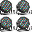 36LED Stage Lights RGB Par Light DMX Lighting Stage Uplights for Events Music Dances Shows Party Wedding Church School Christmas Club (4 Packs)