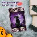 2 x Women Girls Gift Funny Halloween Witch Cat Sign Cat Lovers Once Upon A Time I Pick Up A Black Cat Tin Sign Wall Art for Home Living Room Bedroom Decor 8 x 12 Inches (3139) (Purple)
