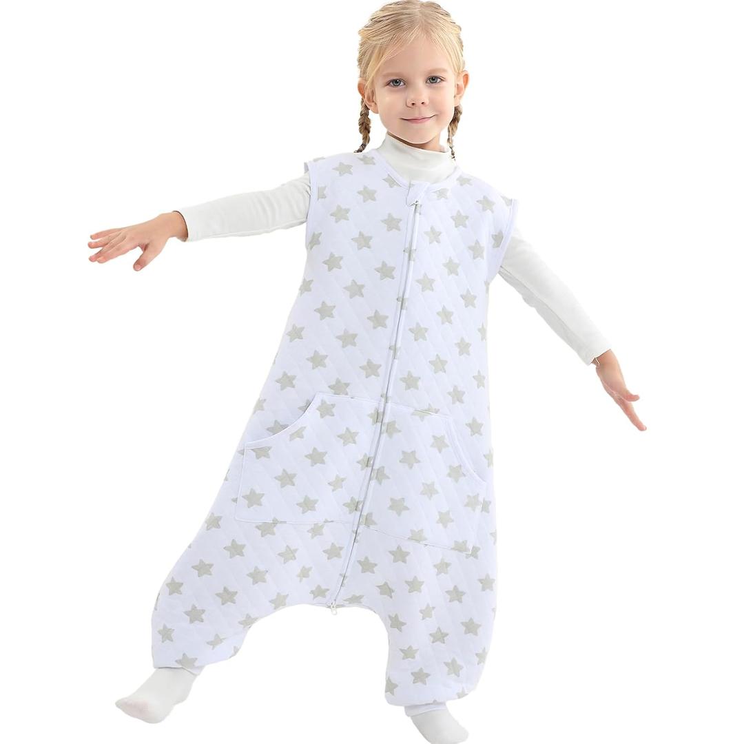 Baby Toddler Sleep Sack with Feet 2.5 TOG Winter, Wearable Blanket with Legs, Toddler Sleeping Sack Long Sleeve (Greystar, 2T-3T)