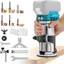 Cordless Router Tool Compatible with Makita 18V Battery(Tool Only), 800W Brushless Wood Router, 6-Speed Control, Depth Adjustment, Edge & Roller Guide, Router Bits Included (NO BATTERY)