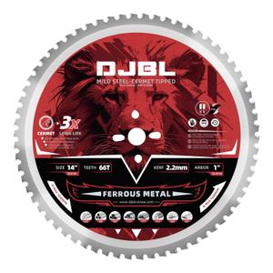 DJBL 14 Inch Steel Cutting Saw Blade Adapted for Evolution 14 Inch Chop Saw and Other,66 Tooth Ferrous Metal Cermet Tipped Saw Blade, Arbor 2.2MM, 14 Metal Cutting Circular Saw Blade