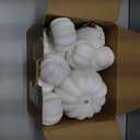 BESTTOYHOME 12 PCS Assorted Sizes Rustic Harvest White Artificial Pumpkins for Halloween, Fall Thanksgiving Decorating Harvest Embellishing and Displaying