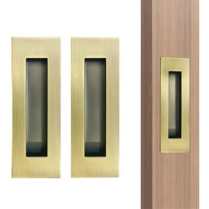 4.72Inch Recessed Finger Flush Pulls Handles for Pocket and Sliding Doors,Closet and Barn Doors Hardware Antique Brass 2Pack