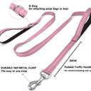 6 FT Dog Leash with 2 Padded Handle Nylon Reflective Dogs Leashes for Small Medium Large Dogs Pink