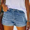 KISSMODA Women's Casual Denim Shorts Summer Jeans Stretchy Hot Short Pants (Blue, XXL)