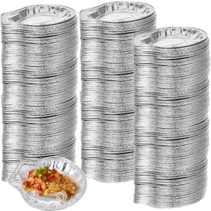 200pcs Aluminum Foil Clam Shells Disposable Pie Pans Mini Pie Tin Oyster Shells Oyster Plate Shell Escargot Baking Dish Sea Shell Tostada Trays For Clambake,Shrimp,Scallop,Crab,Cakes Dip