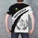 BJU Guatemala Flag T-Shirt Flag Badge Novelty Tee Printed Crewneck Short Sleeve Casual Top Unisex (Black, XL)