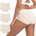 INNERSY Women's Seamless No Show Underwear Quick Dry Panties Nylon Briefs 3-Pack (Large, Beige)