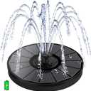 Solar Fountain with 2000 mAh Battery Backup Works in Cloudy, Glass Solar Powered Bird Bath Fountains with 7 Nozzles, 3.5 W Solar Fountain Pump for Birdbath,Garden, Outdoor, Pond (Black)