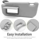 74320-02B21 74310-02K91 Left Driver Side Sun Visor, Replacement for Toyota Corolla 2014 2015 2016 2017 (Gray)