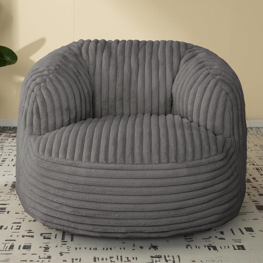 Bean Bag Chair for Adults and Teens, Comfy Cozy Bean Bag Chairs,Beanbag Chair for Dorm Lazy Couch Sofa Chair Living Room Gaming,Reading (Darkgray)