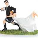 Wedding Cake Topper Funny Bride and Groom Football Figurine