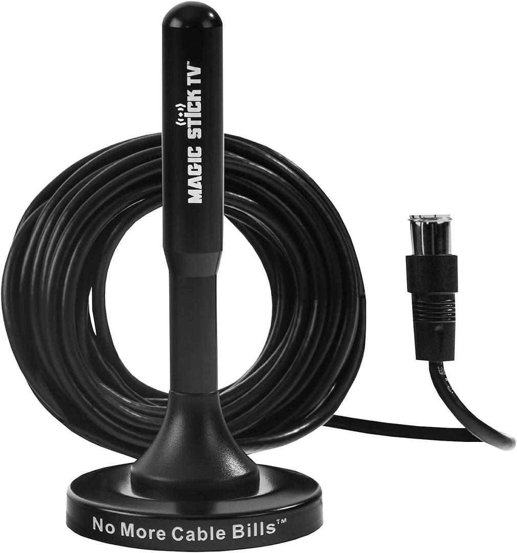 Magic Stick TV Antenna for Smart TV Without Cable - Digital Indoor Antenna for OTA Local Channels with Magnetic Base - Multi Directional 4K 1080P HDTV TVs - MS-45MAX - Black 16ft Long Cable