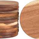 12 Pack Acacia Wood Drink Coasters, 3.74 Inch Round Wooden Cup Coasters