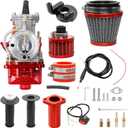 PWK 24mm Carburetor Throttle Assembly | Compatible with Predator 212cc/196cc/224cc, Coleman CT200U/BT200X Mini Bikes, Baja Warrior, Massimo MB200, KT196 Go Karts, GX160/GX200 6.5HP Clone Engines(Red)