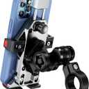 BRCOVAN Anti-Theft Aluminum Alloy Motorcycle Phone Mount with Vibration Dampener & Secure Lock, Adjustable Motorcycle Handlebar Cellphone Holder for Bike Bicycle Scooter ATV, Fit 4.7-7.2'' Smartphone (SILVER)