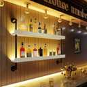 Anynice Bar Shelves, Wall Mounted Wine Rack, Wihte, 36 Inch | 2 Tier, Industrial, Solid pine shelves, black pipe brackets, 40 lbs per shelf, wine, liquor, bar decor, with LED light