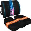 FORTEM Office Chair Cushion and Back Support for Office Chair, Lumbar Support Pillow, Memory Foam, Non Slip Sitting and Back Rest for Gaming, Car Seat Cushion, Chair Pad (Black Mesh)