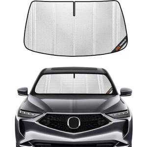 Windshield Sun Shade for Acura MDX 2022-2025. Full Coverage Rearview Mirror Shade for Ultimate Protection (Upgrade Shiny Silver)