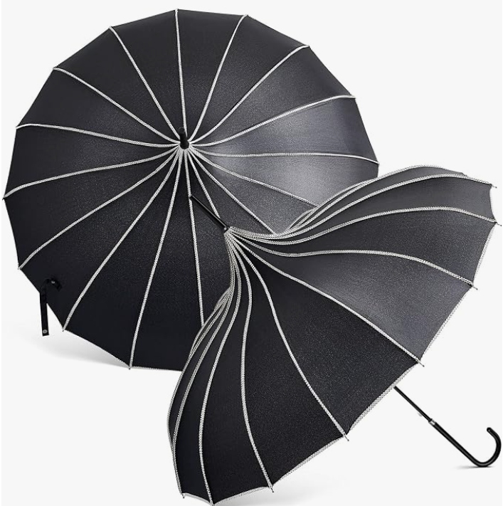 Queekay 2 Pcs Gothic Pagoda Umbrella, 36 Inch Parasol
Retro Wedding Accessory for Vampire Fans, Wedding Ceremonies, Outdoor Events, Rainy Days, Sunny Events, and Gift Giving