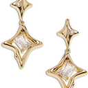 Sonateomber Star Drop Dangle Earrings for Women Trendy Unique Sparkly Rhinestone Stud Fashion Jewelry Gift (Gold)